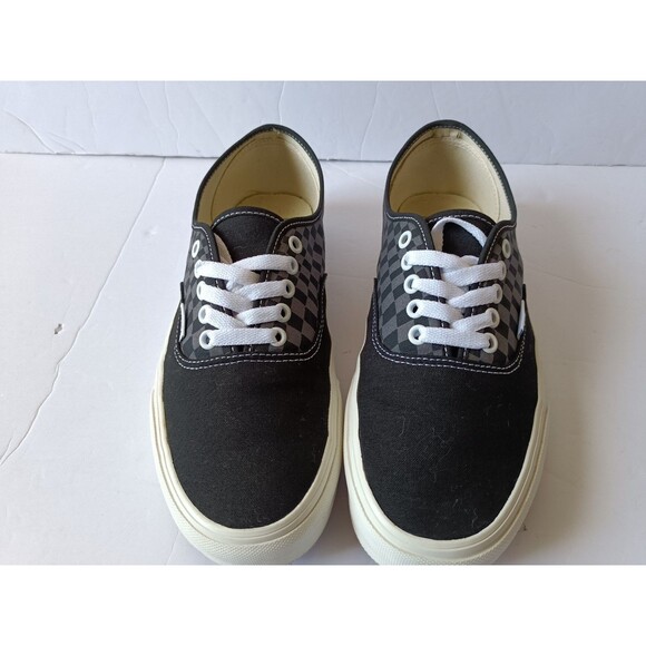Vans Authentic Shoes Men's 9.5 Black Checkerboard Pattern Low Top Sneakers - Picture 4 of 8